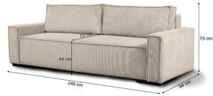 SMART krém kinyitható háromüléses kanapé
