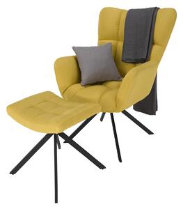 KONDELA Dizájnos forgó fotel lábtartóval, sárga/fekete, KOMODO TYP 2