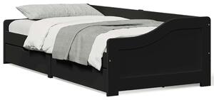 Napozóágy 2 fiókkal matrac nélkül IRUN Fekete 90x200 cm
