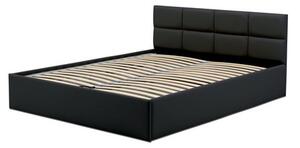 Kárpitozott ágy MONOS II matrac nélkül mérete 140x200 cm - Eco-bőr Fekete Eko-bőr