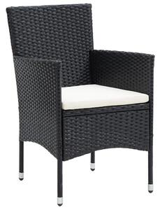 VidaXL 3 részes fekete polyrattan kerti étkezőgarnitúra