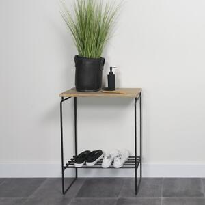 Fekete-natúr színű konzolasztal tölgyfa asztallappal 29x57 cm Clint – Spinder Design
