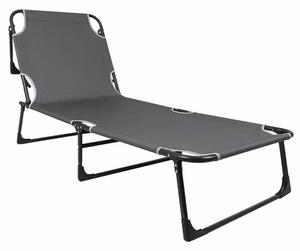 Napozószék 5Five Beach Chair, fém váz, kompakt összecsukható, 173x56x27 cm, szürke
