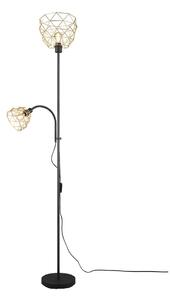 Fekete-aranyszínű állólámpa fém búrával (magasság 180 cm) Haval – Trio