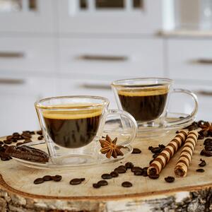 KONDELA Thermo espresso csésze pohár csészealjakkal, 2db, 80ml, HOTCOOL TYP 4