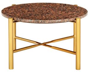 VidaXL barna márvány textúrájú valódi kő dohányzóasztal 60x60x35 cm