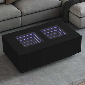 Fekete végtelen hatású LED-es dohányzóasztal 116 x 69 x 40 cm