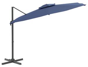VidaXL azúrkék dupla tetős konzolos napernyő 300x300 cm