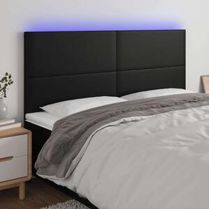 VidaXL fekete műbőr LED-es fejtámla 200x5x118/128 cm