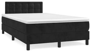 Fekete bársony rugós és LED-es ágy matraccal 120x190 cm