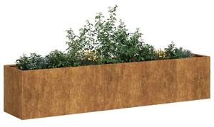 Növénytartó rozsdás 200x40x40 cm időjárásálló acélból