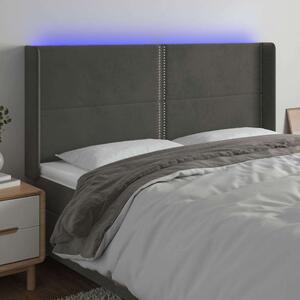 VidaXL sötétszürke bársony LED-es fejtámla 203x16x118/128 cm