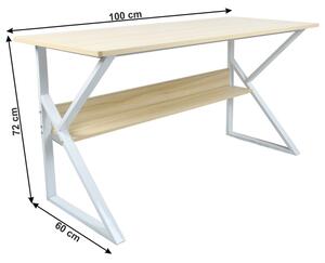 Polcos íróasztal, természetes tölgyfa|fehér, TARCAL 100