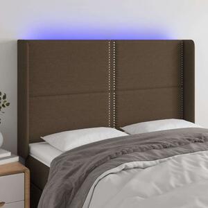 VidaXL sötétbarna szövet LED-es fejtámla 147x16x118/128 cm