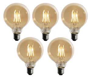 5 db E27 3 fokozatú dimmelhető LED izzó arany G95 4W 450lm 2700K