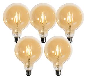 5 darabos E27 dimmelhető LED izzókészlet arany G125 4,9W 450 lm 2200K