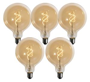 5 darabos E27 dimmelhető LED izzókészlet spirál filament arany G125 4W 270 lm 2700K