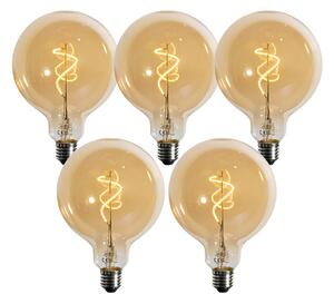 5 darabos E27-es dimmelhető LED izzókészlet spirálizzószállal, arany G125 4W 270 lm 2200K