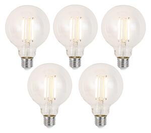 5 db Okos E27 Dimmelhető LED Izzó G95 Átlátszó 7W 806lm 2700-6500K
