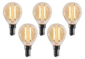 5 darabos E14 dimmelhető LED izzó készlet G45 arany 4W 330 lm 2100K