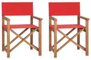VidaXL 2 db piros tömör tíkfa összecsukható rendezői szék