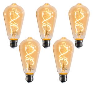 5 darabos E27 dimmelhető LED izzókészlet spirál szál ST64 arany 4W 270 lm 2100K