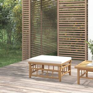 VidaXL bambusz kerti lábtartó krémfehér párnával