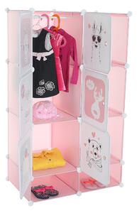 KONDELA Moduláris szekrény gyerekeknek, rózsaszín/gyerek minta, NORME