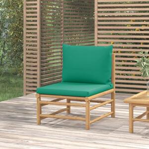 VidaXL bambusz kerti középső kanapé zöld párnákkal