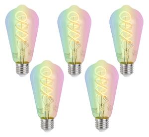 5 db Okos E27 Dimmelhető LED Izzó ST64 Átlátszó RGBW 4W 250lm 2700K