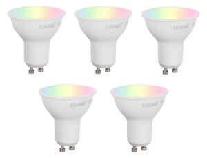 5 darabos Smart GU10 50mm-es dimmelhető LED izzókészlet, opál, 4,7W, 400 lm, 2700-6500K