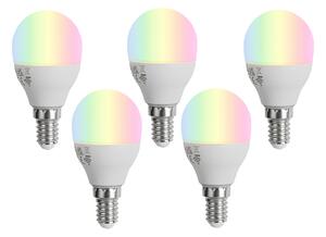 5 darabos Smart E14 LED izzókészlet G45 Opál RGBW 4,9W 470 lm 2700-6500K