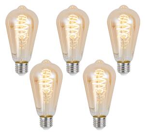 5 db Okos E27 Dimmelhető LED Izzó ST64 Borostyán 4.9W 320lm 2500K