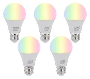 5 db E27 Dimmelhető LED Izzók A60 Opál 9W 806lm 2700-6500K