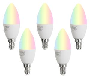 5 darabos E14 dimmelhető LED izzókészlet C37 Opál 4,9W 470 lm 2700-6500K