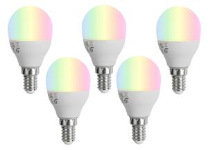 5 darabos intelligens E14 dimmelhető LED izzókészlet G45 Opál 4,9W 470 lm 2700-6500K