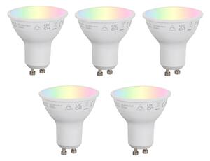 5 darabos intelligens GU10 50 mm-es dimmelhető LED izzókészlet, opál RGBW 4,7 W 400 lm 2700-6500K Zigbee