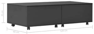 VidaXL magasfényű fekete dohányzóasztal 120 x 60 x 35 cm