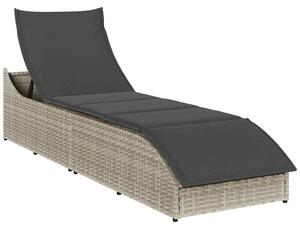 Összecsukható napozóágy párnával és tárolóval polyrattan