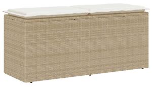 VidaXL bézs polyrattan kerti pad párnával 110x40x44 cm