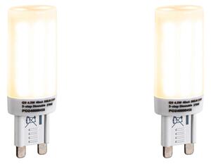2 db G9 3 fokozatú dimmelhető LED izzó opál üveggel 4,5W 500lm 2700K