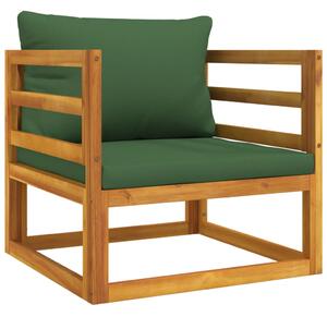 VidaXL tömör akácfa kerti szék zöld párnákkal
