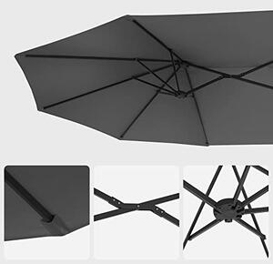 Dupla napernyő 460 × 270 cm, extra nagy kerti napernyő, UPF 50+, szürke