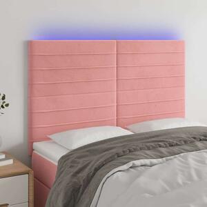 VidaXL rózsaszín bársony LED-es fejtámla 144x5x118/128 cm