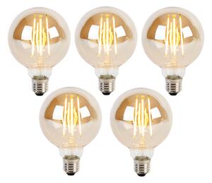 5 db E27 3 fokozatú dimmelhető LED izzó G95 arany üveg 5W 380lm 2200K