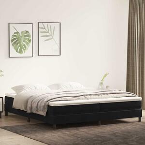 Fekete bársony rugós ágy matrac nélkül 200x210 cm