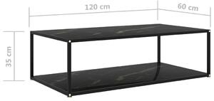 VidaXL fekete edzett üveg dohányzóasztal 120 x 60 x 35 cm