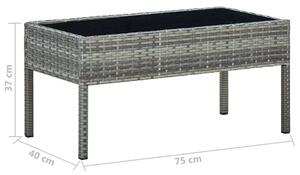 VidaXL szürke polyrattan kerti asztal 75 x 40 x 37 cm