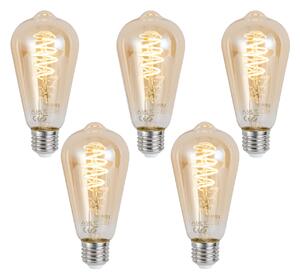 5 darabos intelligens E27 dimmelhető LED izzókészlet ST64 borostyán 4,9W 320 lm 2500K Zigbee