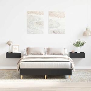 Fekete szerelt fa ágykeret matrac nélkül 135 x 190 cm